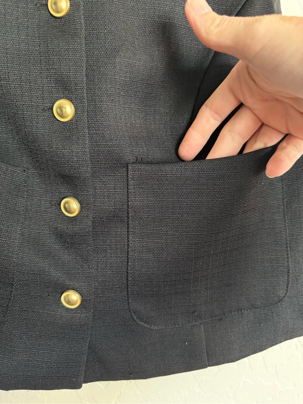 DAZY Black Crew Neck Tailored Vest Jacket Gold Buttons Medium - Picture 4 of 5